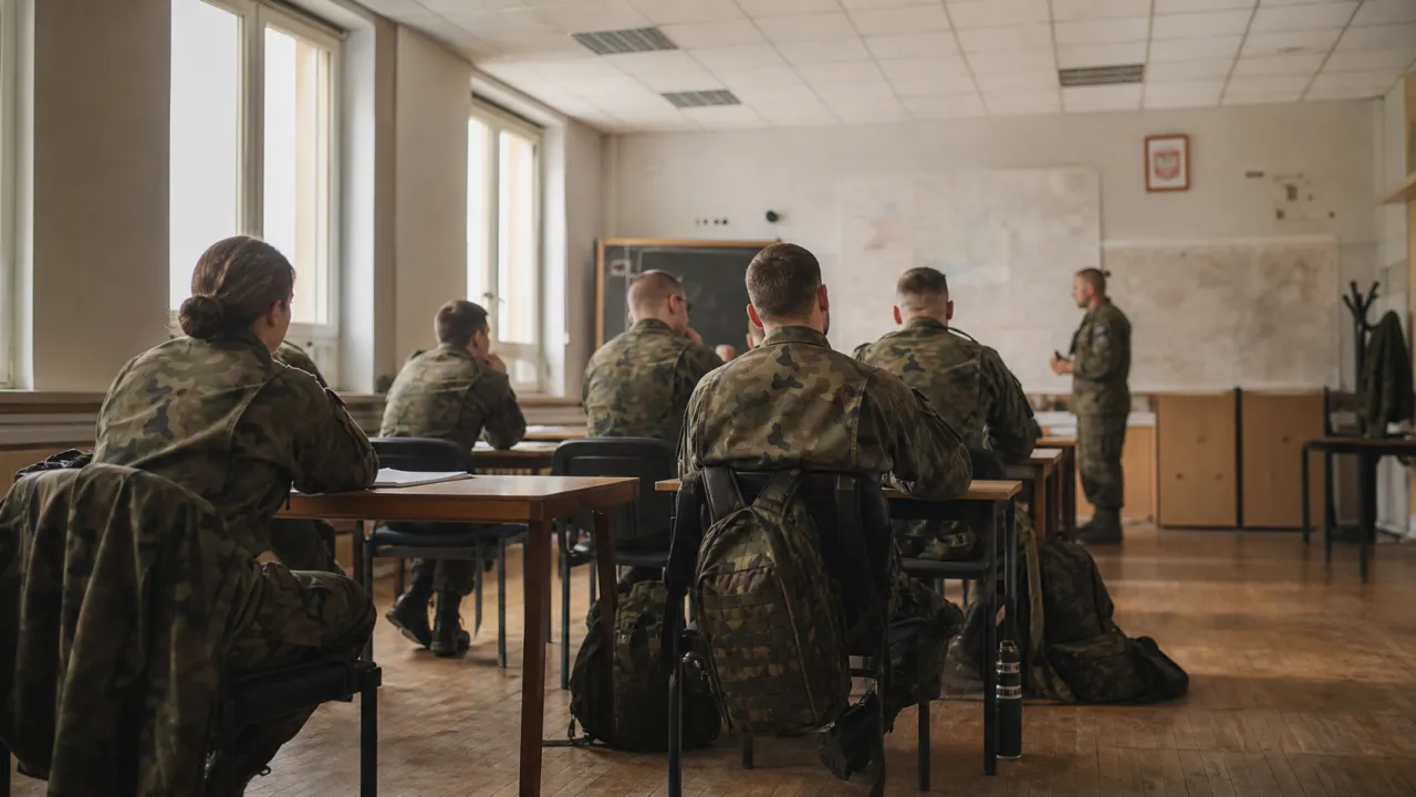 Żołnierze na szkoleniu w sali wykładowej