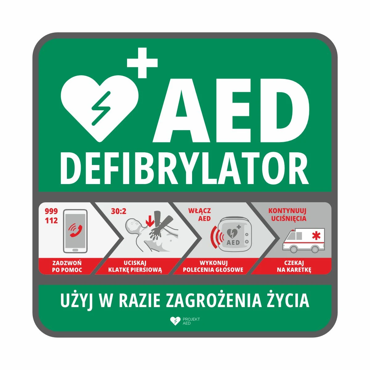 Tablica informacyjna AED do szafek Aivia